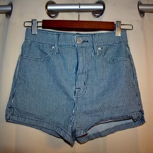 Striped jean shorts